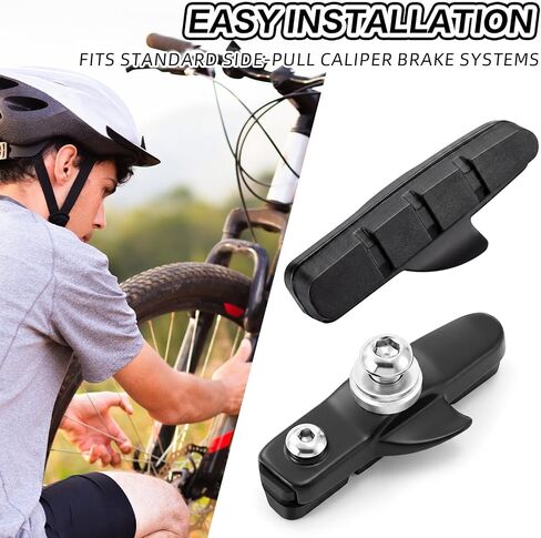 2 Pairs Road Bike Brake Pads with Bolts Rubber Caliper C-Brake Shoes Quiet Non-Skid Replacement for Commuter Road Bicycle Rim Brakes in Kuwait