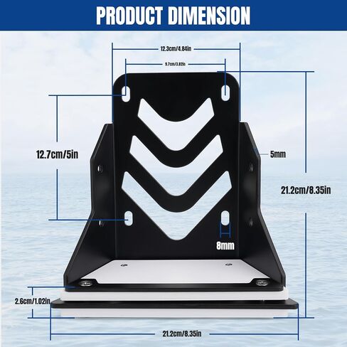 JERBOR Transom Trolling Motor Mount, 6mm Marine Grade Carbon Steel Kayak Motor Bracket, 3HP 70LBS Thrust, 3.75" x 4.75" Bolt Pattern, Compatible Freshwater & Saltwater (Black, 1-Pack) in Kuwait