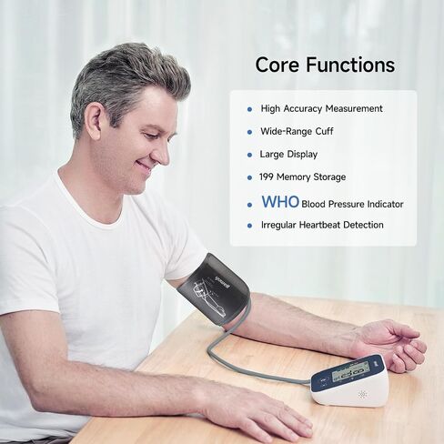 yuwell Automatic Blood Pressure Monitor for Home Use, Upper Arm BP Machine with Large Adjustable Cuff (8.7-17.7"), 199 Memory, Irregular Heartbeat Alert & WHO Classification in Kuwait
