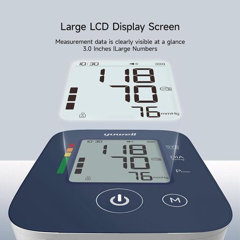 yuwell Automatic Blood Pressure Monitor for Home Use, Upper Arm BP Machine with Large Adjustable Cuff (8.7-17.7"), 199 Memory, Irregular Heartbeat Alert & WHO Classification in Kuwait