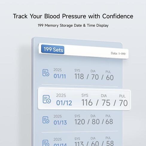 yuwell Automatic Blood Pressure Monitor for Home Use, Upper Arm BP Machine with Large Adjustable Cuff (8.7-17.7"), 199 Memory, Irregular Heartbeat Alert & WHO Classification in Kuwait