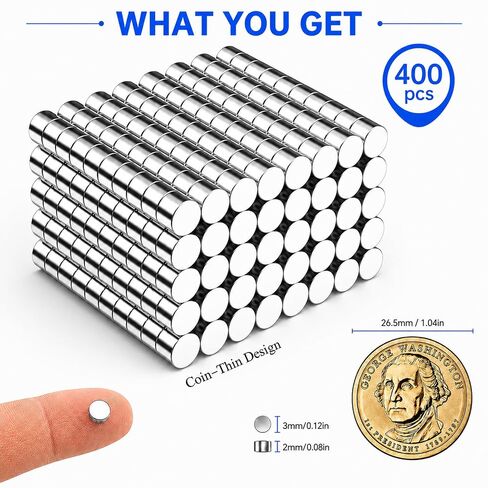 Small Neodymium Magnets for Crafts, 400 Pack 3x2mm Mini Round Strong Refrigerator Rare Earth Magnets for Fridge, 3D Printing, Photos, DIY, Miniatures, Whiteboard, Office, Kitchen, Hobby in Kuwait