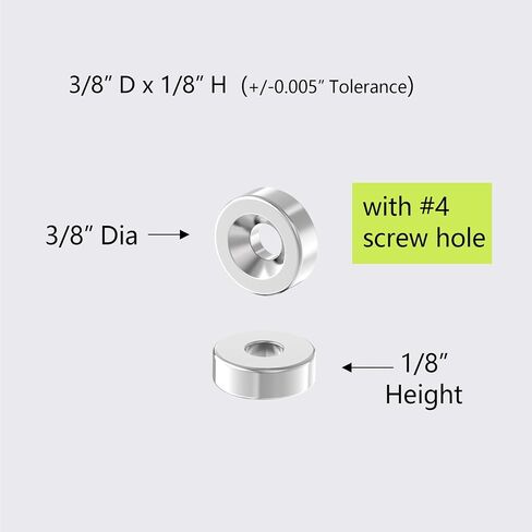 N52-3/8 D x 1/8" H - 50 Pack with #4 Screws Countersunk Hole Ring Magnet, Powerful Small Rare Earth Magnets, Mini Strong Neodymium Disc Magnets for DIY, Building, Scientific, Craft Magnet in Kuwait