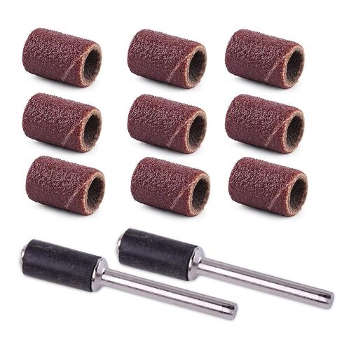 100PCS 1/4" Sanding Bands Sleeves with 2 Drum Mandrel Rotary Tool for Electric Power Tool DIY 400# in Kuwait