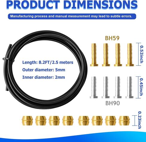 طقم خرطوم فرامل قرص هيدروليكي للدراجة لـ Shimano BH59 BH90 لـ Sram لنظام Avid، يتضمن كابل فرامل دراجة 2500 مم مع 8 فرامل دراجة زيتونية و8 حشوات توصيل نحاسية in Kuwait