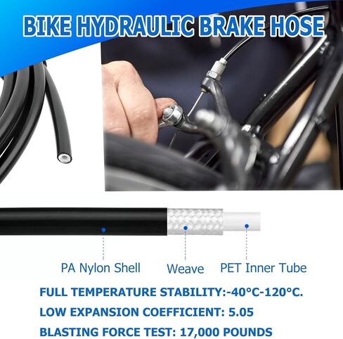 طقم خرطوم فرامل قرص هيدروليكي للدراجة لـ Shimano BH59 BH90 لـ Sram لنظام Avid، يتضمن كابل فرامل دراجة 2500 مم مع 8 فرامل دراجة زيتونية و8 حشوات توصيل نحاسية in Kuwait