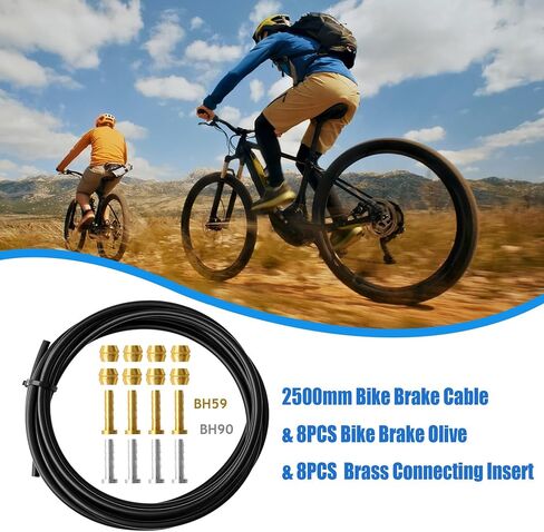 طقم خرطوم فرامل قرص هيدروليكي للدراجة لـ Shimano BH59 BH90 لـ Sram لنظام Avid، يتضمن كابل فرامل دراجة 2500 مم مع 8 فرامل دراجة زيتونية و8 حشوات توصيل نحاسية in Kuwait