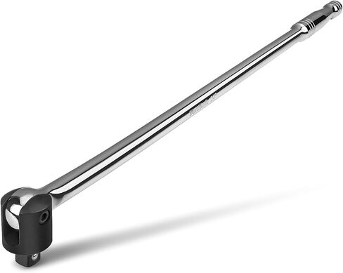 DURATECH Breaker Bar, 1/2'' Drive 24-Inch Breaker Bars Heavy Duty, with 240° Flex Head, Spring-loaded Detent Ball, Premium Chrome Alloy Made in Saudi Arabia