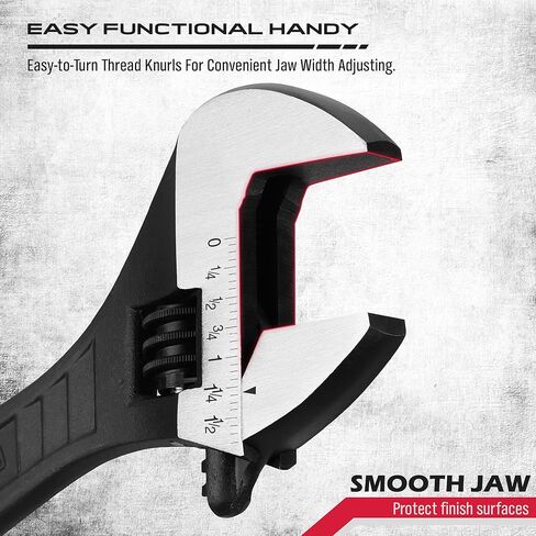 Adjustable Wrench Set Wrenches Sets: 4-Piece 6, 8, 10, 12 Inch Chrome Vanadium Steel Corrosion-Resistant Black Oxide Finish for Automotive Plumbing and Household Repairs in Saudi Arabia