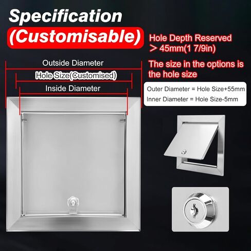 Stainless Steel Locking Access Door Panel for Ceiling & Wall, Custom Plumbing Access Cover, Durable 20x22in, 1pc, Secure Installation, Ideal for Home & Commercial Use in Kuwait