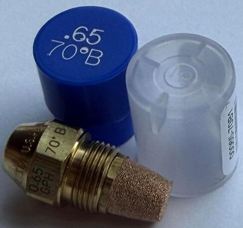 Two Pack - Oil Burner Nozzle, .65 70 B, Solid Spray Blue Cap .65 70 B Oil Nozzle .65 Gallons per minute with a 70 degree Solid Spray in Kuwait