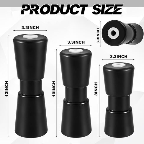 Frienda 2 Pack Heavy Duty 12in Boat Trailer Roller, Robust Rubber Bow Roller, Boat Trailer Accessories Replacement Parts, Black Rubber Shaft Keel in Kuwait