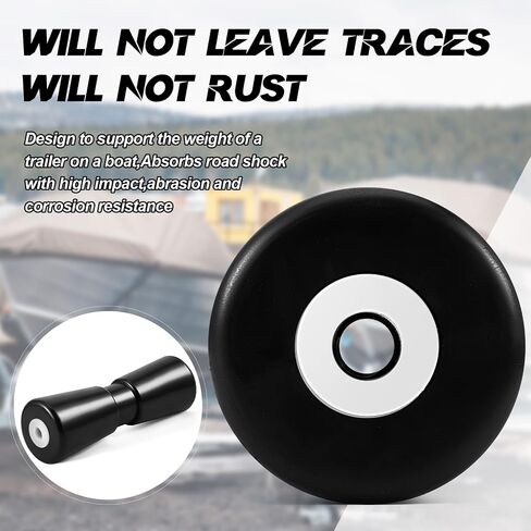 Frienda 2 Pack Heavy Duty 12in Boat Trailer Roller, Robust Rubber Bow Roller, Boat Trailer Accessories Replacement Parts, Black Rubber Shaft Keel in Kuwait