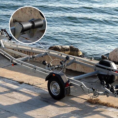 Frienda 2 Pack Heavy Duty 12in Boat Trailer Roller, Robust Rubber Bow Roller, Boat Trailer Accessories Replacement Parts, Black Rubber Shaft Keel in Kuwait