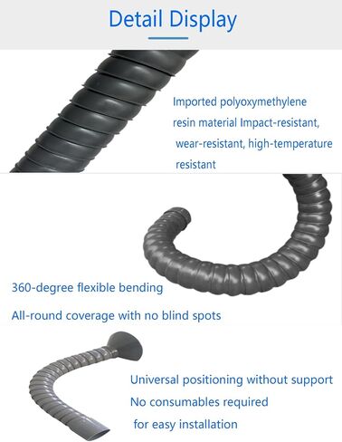 Industrial Fume Extraction Arm - Adjustable Hands-Free Soldering Exhaust System with Universal Swivel Joints (Black, 5 x 220cm/2 x 86.7) - Flexible Air Filtration for Safe Work Environment in Kuwait