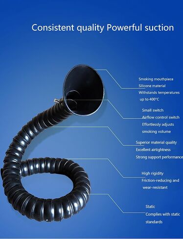 Industrial Fume Extraction Arm - Adjustable Hands-Free Soldering Exhaust System with Universal Swivel Joints (Black, 5 x 220cm/2 x 86.7) - Flexible Air Filtration for Safe Work Environment in Kuwait