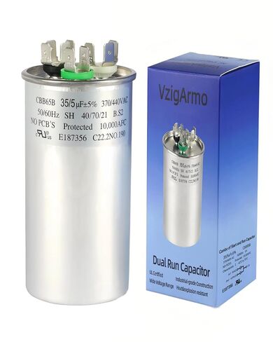 AC Capacitor 40/5 Capacitor for AC Repair, 40/5 MFD 370/440V Run Capacitor ±5% CBB65B A/C Capacitor Replacement for Air Conditioner, Heat Pump, HVAC, UL Recognized in Kuwait