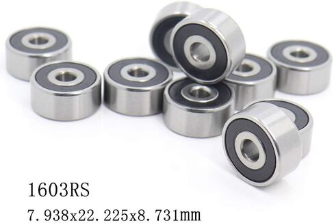 Power Transmission Products 1603RS 1603 RS 2RS Bearing 7.938x22.225x8.731mm ABEC-1 Inch Miniature Ball Bearings 1603-2RS in Kuwait