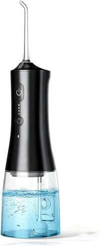 Cordless Water Flosser, 4 Modes Portable Oral Irrigator, 300ML Detachable Water Tank, IPX7 Waterproof, 1800 Pulses Deep Cleaning with 4 Jet Tips, for Home Travel Braces Oral Care, Black in Saudi Arabia