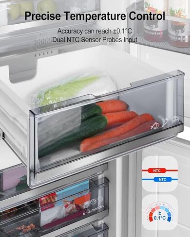 جهاز التحكم في درجة الحرارة متوافق مع Danfoss Beverage Air 00C30-123D-03، مجموعة أدوات التحكم الرقمية في الحرارة مع مجسات استشعار NTC المزدوجة، استبدل ERC112D in Kuwait