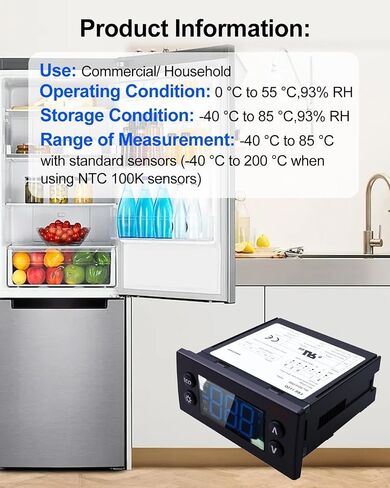 جهاز التحكم في درجة الحرارة متوافق مع Danfoss Beverage Air 00C30-123D-03، مجموعة أدوات التحكم الرقمية في الحرارة مع مجسات استشعار NTC المزدوجة، استبدل ERC112D in Kuwait
