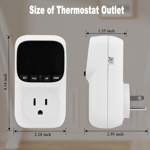 Digital Thermostat Outlet , 15A 1800W Digital Temperature Controller Plug in Heating Cooling Control Timer -40℉-210℉,for Greenhouse, Incubation, Homebrewing（Black LCD） in Kuwait