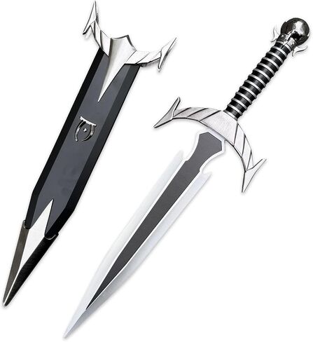 19.68 بوصة من Mehrunes' Razor Cosplay Prop 2R13 شفرة فولاذية من سبائك الزنك مع غمد ABS غير حاد، سلاح قابل للجمع للحفلات التنكرية والهالوين والعرض in Kuwait