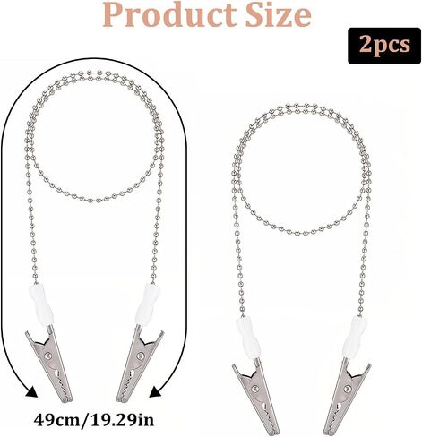 2 PCS Dental Bib Clips Adjustable Bib Holder Reusable Napkin Clips for Running, Dining, Hair Salons, Silver in Kuwait