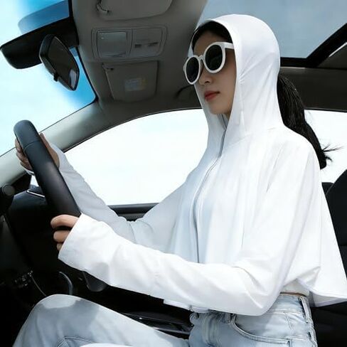 Womens UV Protection Shirts Long Sleeve Sun Block Crop Top Lightweight Quick Dry Hoodie Workout Jacket Outdoor in Kuwait