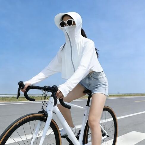 Womens UV Protection Shirts Long Sleeve Sun Block Crop Top Lightweight Quick Dry Hoodie Workout Jacket Outdoor in Kuwait