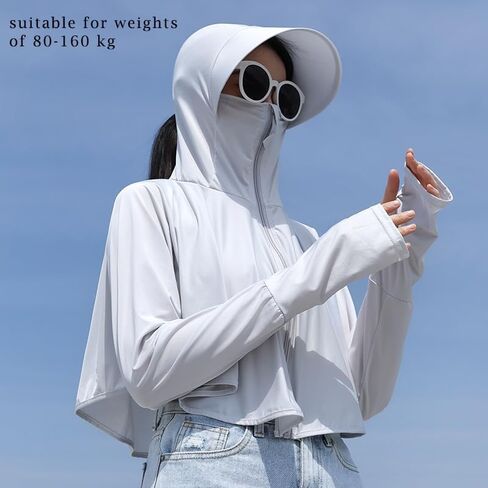 Womens UV Protection Shirts Long Sleeve Sun Block Crop Top Lightweight Quick Dry Hoodie Workout Jacket Outdoor in Kuwait