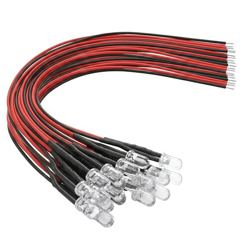 20 Pcs White LED Lights Emitting Diodes Pre Wired, 3V - 6V 5mm LED Diode Lights Light Emitting Diode with Wire for RC Lighting Decoration DIY Lighting Projects(White Light Normally On) in Kuwait