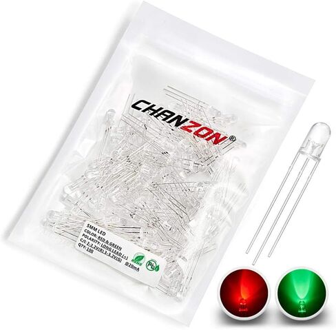 CHANZON 100 جهاز كمبيوتر شخصى 5mm الأحمر والأزرق LED أضواء الصمام الثنائي الكاثود المشترك (واضح جولة شفافة ثنائي اللون) مصابيح الإضاءة الساطعة مكونات الالكترونيات مؤشر الثنائيات الباعثة للضوء in Kuwait