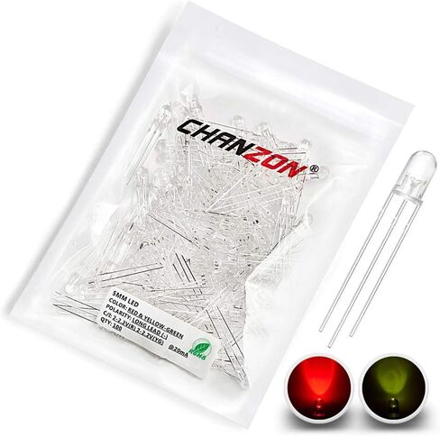 CHANZON 100 جهاز كمبيوتر شخصى 5mm الأحمر والأزرق LED أضواء الصمام الثنائي الكاثود المشترك (واضح جولة شفافة ثنائي اللون) مصابيح الإضاءة الساطعة مكونات الالكترونيات مؤشر الثنائيات الباعثة للضوء in Kuwait