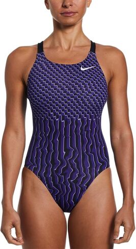 Nike Women's Drippy Check Fastback One Piece Swimsuit Court Purple, 22 in Kuwait