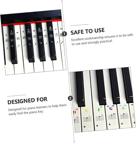 6pcs Piano Keyboard Stickers Removable Transparent Decals for Key Electronic Keyboards Easy to Use for Beginners and Self Study Includes and Designs in Kuwait