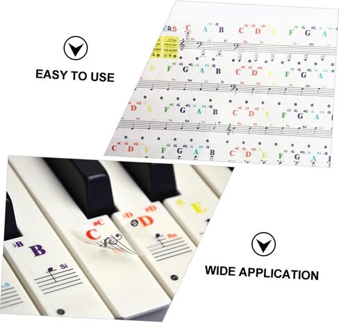 6pcs Piano Keyboard Stickers Removable Transparent Decals for Key Electronic Keyboards Easy to Use for Beginners and Self Study Includes and Designs in Kuwait
