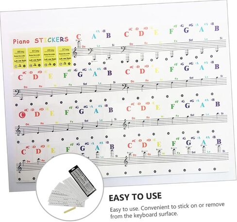 6pcs Piano Keyboard Stickers Removable Transparent Decals for Key Electronic Keyboards Easy to Use for Beginners and Self Study Includes and Designs in Kuwait