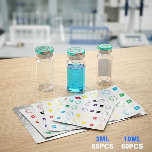 Vials Sealing Stickers 120Pcs Transparent Self Adhesive Sticker Laboratory Circle Sealing Labels for 13mm 20mm Aluminum Plastic Caps in Kuwait
