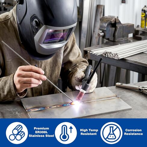 UNIFAMILY 40 قطعة من الفولاذ المقاوم للصدأ TIG قضيب لحام ER308L، 3/32 بوصة × 16 بوصة قضيب لحام من الفولاذ المقاوم للصدأ، قضيب حشو TIG مقاومة منخفضة للتآكل، ملحقات لحام TIG، قضبان لحام in Kuwait