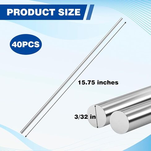 UNIFAMILY 40 قطعة من الفولاذ المقاوم للصدأ TIG قضيب لحام ER308L، 3/32 بوصة × 16 بوصة قضيب لحام من الفولاذ المقاوم للصدأ، قضيب حشو TIG مقاومة منخفضة للتآكل، ملحقات لحام TIG، قضبان لحام in Kuwait