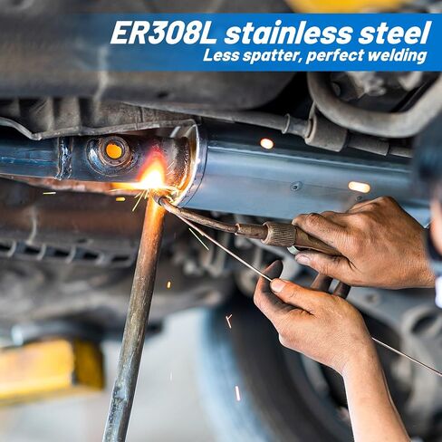 UNIFAMILY 40 قطعة من الفولاذ المقاوم للصدأ TIG قضيب لحام ER308L، 3/32 بوصة × 16 بوصة قضيب لحام من الفولاذ المقاوم للصدأ، قضيب حشو TIG مقاومة منخفضة للتآكل، ملحقات لحام TIG، قضبان لحام in Kuwait