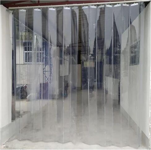 ستارة متينة من شريط PVC الشفاف مقاس 1.62 × 2 متر - شاشة خصوصية للباب المنزلق المرن لغرف وقاعات التخزين، سهلة التركيب، مقاومة للطقس، محلول فينيل موفر للمساحة، شفافة، 1.62 × 2 متر in Kuwait