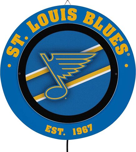 لافتة حائط مضيئة LED من NHL St Louis Blues، مستديرة معدنية خفيفة مقاس 15 بوصة، لافتة نيون لديكور الحائط، غرفة نوم، كهف رجل، صنع في الولايات المتحدة الأمريكية، هدايا لمحبي الهوكي in Kuwait