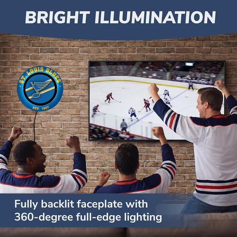لافتة حائط مضيئة LED من NHL St Louis Blues، مستديرة معدنية خفيفة مقاس 15 بوصة، لافتة نيون لديكور الحائط، غرفة نوم، كهف رجل، صنع في الولايات المتحدة الأمريكية، هدايا لمحبي الهوكي in Kuwait