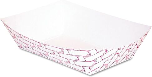 Boardwalk BWK30LAG025 2.69 in. x 1.05 in. x 4 in. 0.25 lbs. Capacity Paper Food Baskets - Red/White (1000/Carton) in Kuwait
