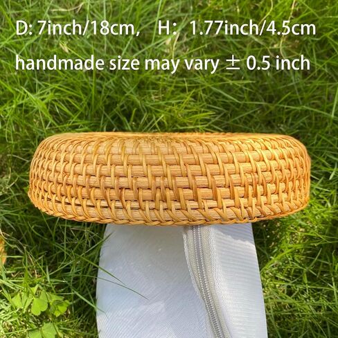 Small Round Display Basket for Entryway Hand Woven Wicker Rattan healthy environmental Vine Storage Organizer Cane Decorative Tray for Keys Wallet Phone remote control Fruit Candy Cake Food (2pcs) in Kuwait