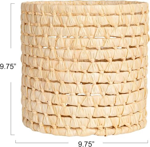 Household Essentials Round Full Corn Leaf Basket, Natural in Kuwait