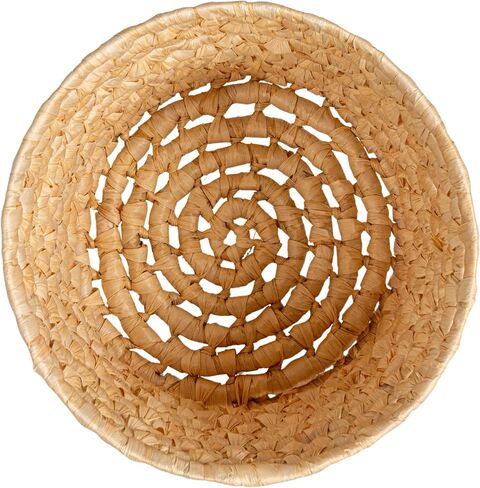 Household Essentials Round Full Corn Leaf Basket, Natural in Kuwait