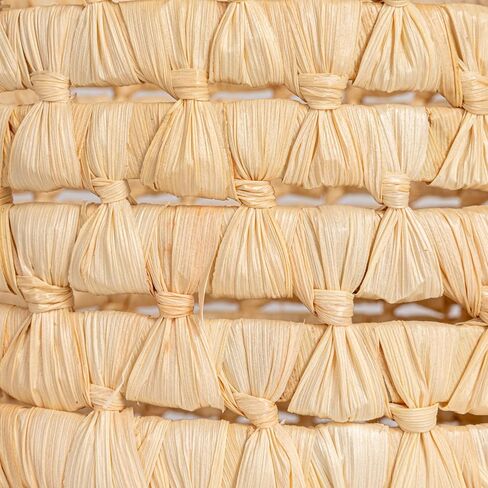 Household Essentials Round Full Corn Leaf Basket, Natural in Kuwait
